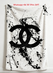Chanel Ink Splatter Flannel Sofa Throw Blanket – Artistic Black & White Logo IMG_6773